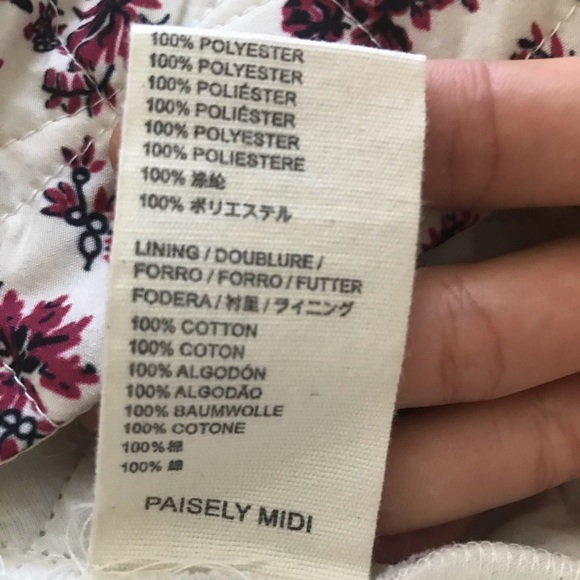 NWT Anthropologie Quilted Floral Prairie Cottagecore Midi Circle Skirt Cream 0 - Picture 7 of 12